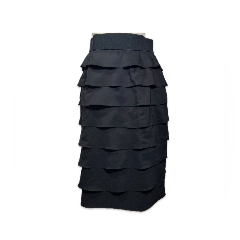 Alfani Black Tiered Pencil Skirt Women’s Size 8 Back Zipper Elastic Waist
